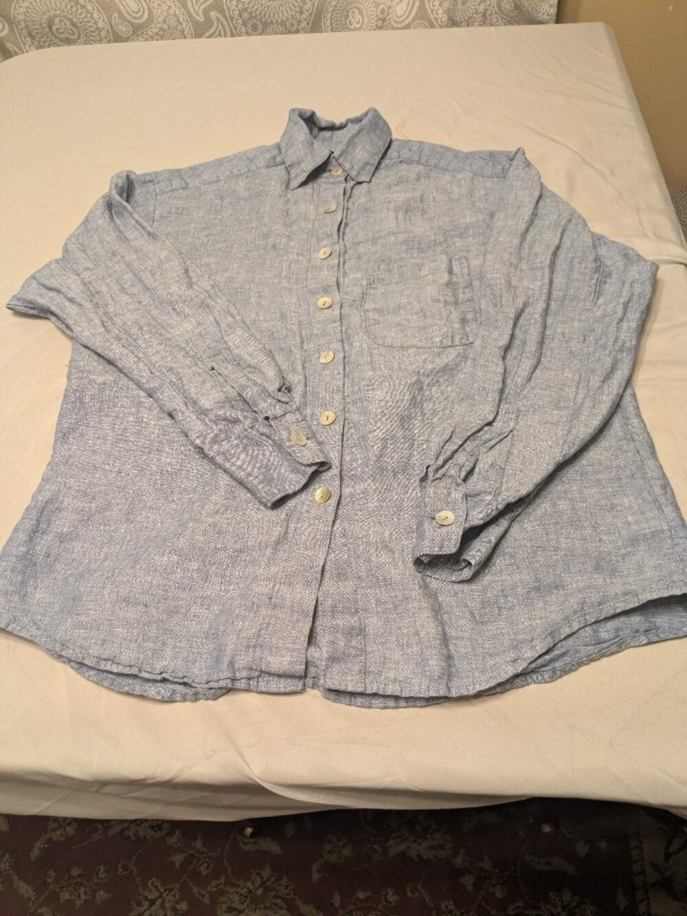 Bryn Walker Chambray Button Up Shirt Small Blue Cotton Longline Tunic